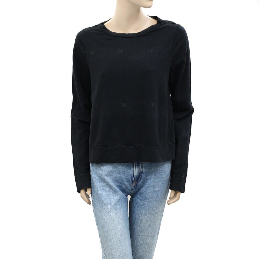 Lilly Pulitzer Printed Black Pullover Sweatshirt Top Cozy Black Comfy S